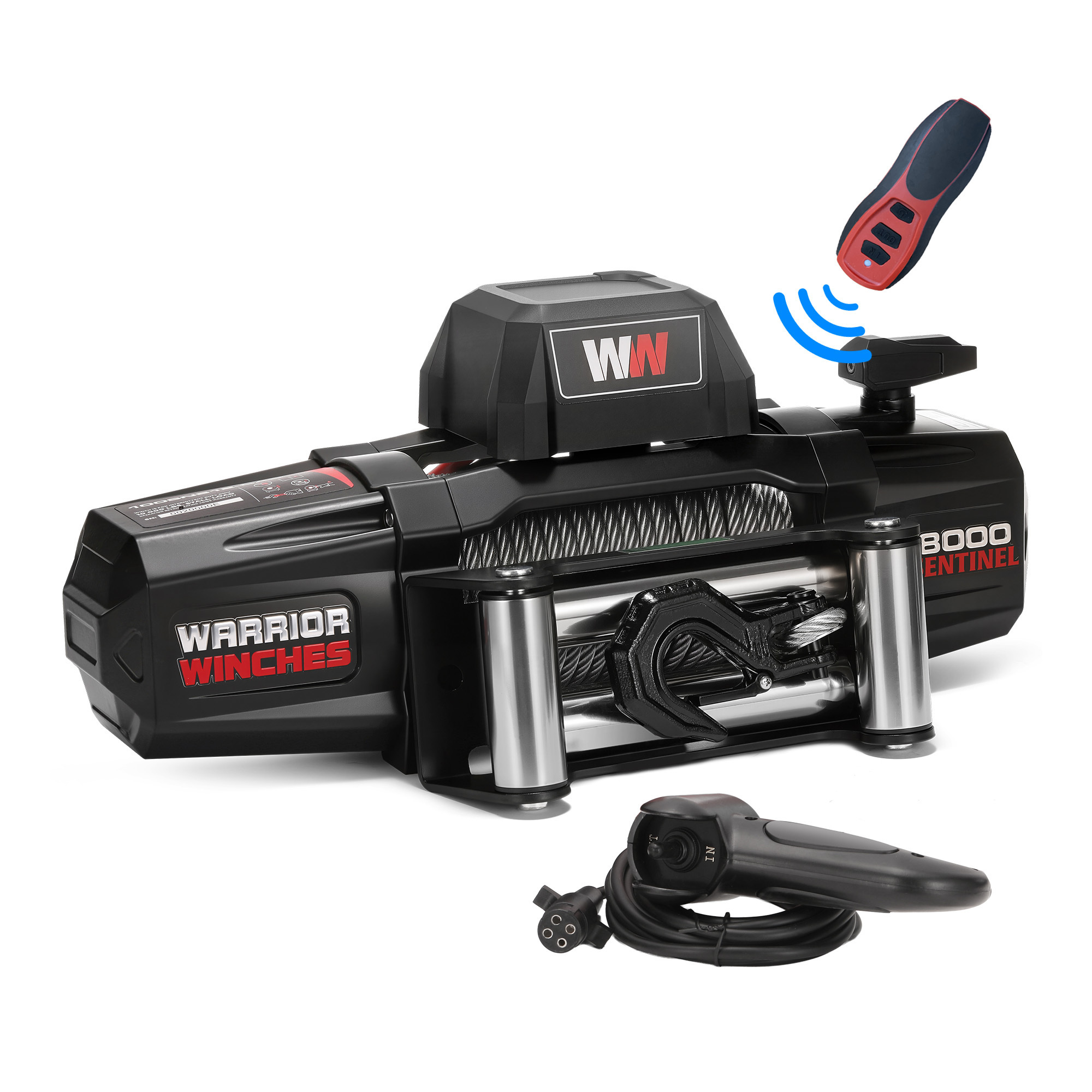 Warrior Winches Sentinel 8,000lb 12V Electric Winch — Steel Rope, Model# 800SNS12-CAD